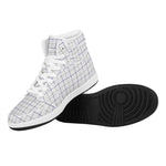 White Grey And Purple Tattersall Print High Top Leather Sneakers
