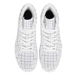 White Grey And Purple Tattersall Print High Top Leather Sneakers