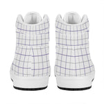 White Grey And Purple Tattersall Print High Top Leather Sneakers