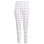 White Grey And Purple Tattersall Print High-Waisted Pocket Leggings