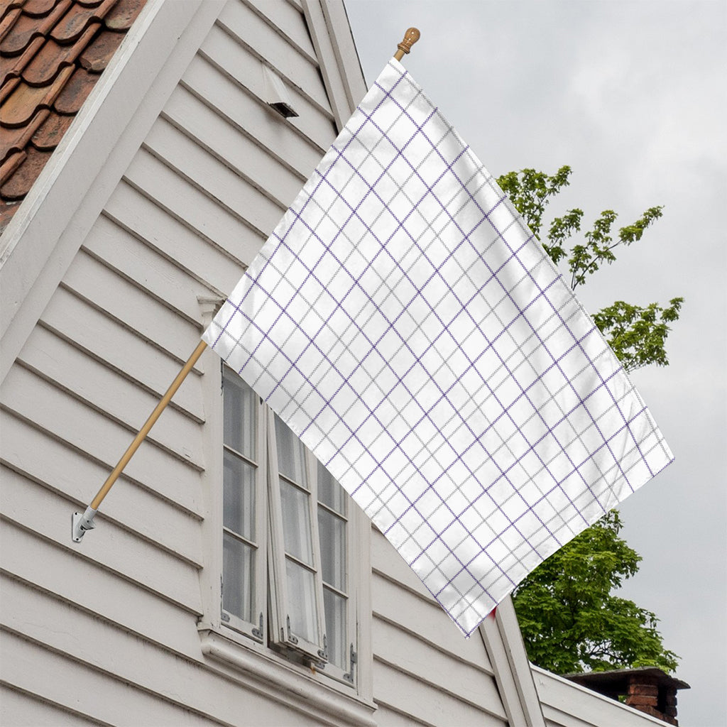White Grey And Purple Tattersall Print House Flag