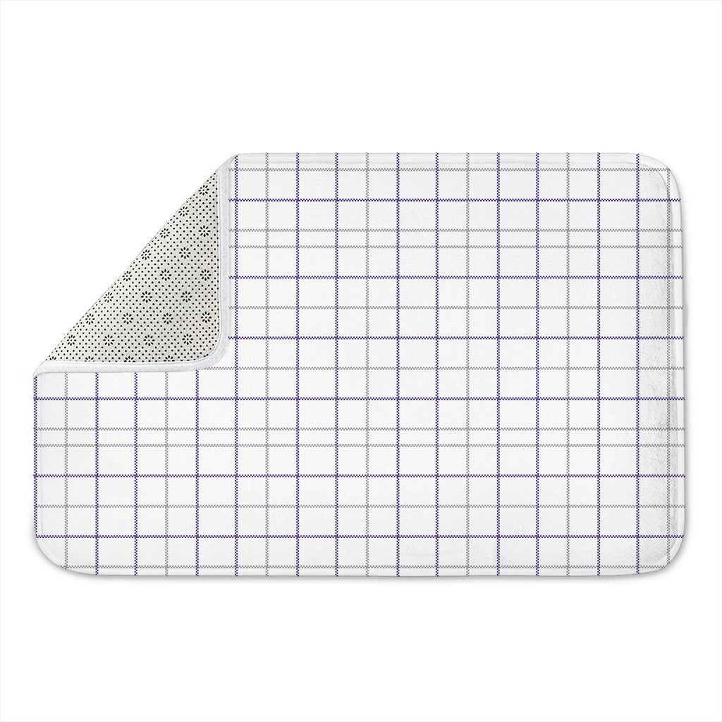 White Grey And Purple Tattersall Print Indoor Door Mat