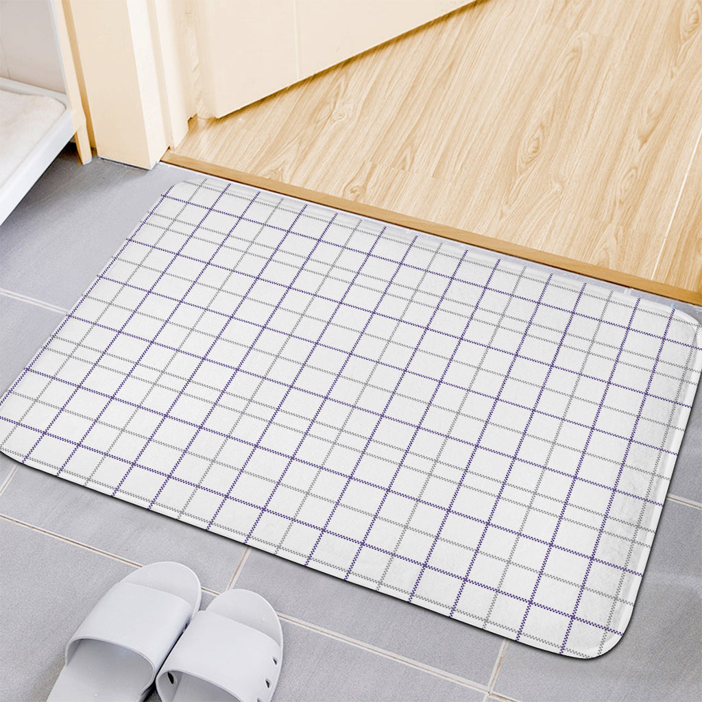 White Grey And Purple Tattersall Print Indoor Door Mat
