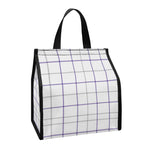 White Grey And Purple Tattersall Print Insulated Lunch Tote