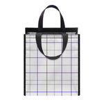 White Grey And Purple Tattersall Print Insulated Lunch Tote