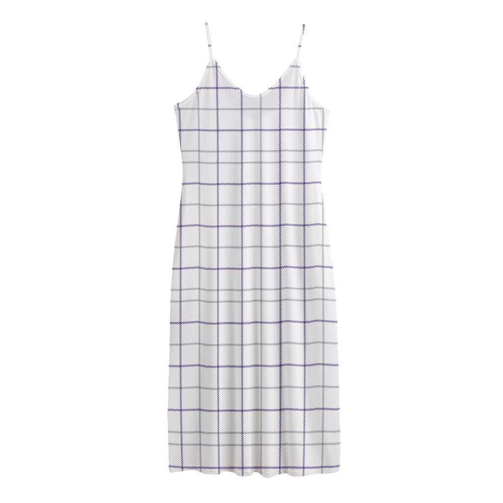 White Grey And Purple Tattersall Print Jersey Midi Cami Dress