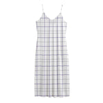 White Grey And Purple Tattersall Print Jersey Midi Cami Dress