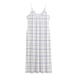 White Grey And Purple Tattersall Print Jersey Midi Cami Dress