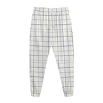 White Grey And Purple Tattersall Print Jogger Pants