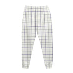 White Grey And Purple Tattersall Print Jogger Pants