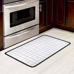 White Grey And Purple Tattersall Print Kitchen Mat