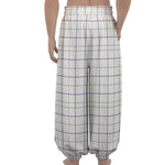 White Grey And Purple Tattersall Print Lantern Pants