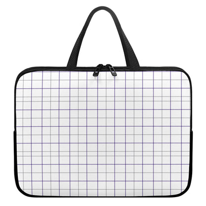White Grey And Purple Tattersall Print Laptop Sleeve With Handle