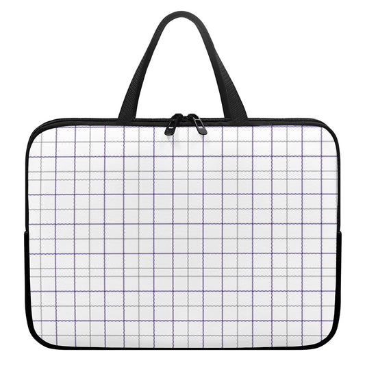 White Grey And Purple Tattersall Print Laptop Sleeve With Handle