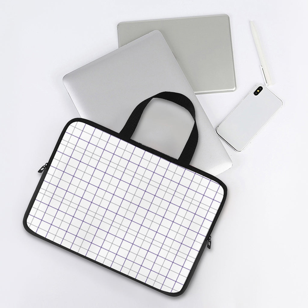 White Grey And Purple Tattersall Print Laptop Sleeve With Handle