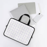 White Grey And Purple Tattersall Print Laptop Sleeve With Handle