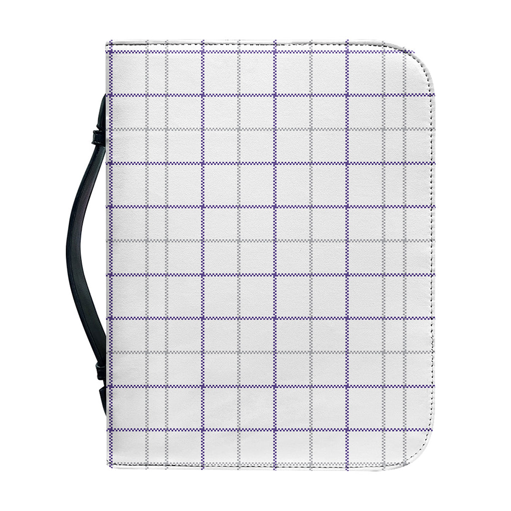 White Grey And Purple Tattersall Print Leather Bible Cover