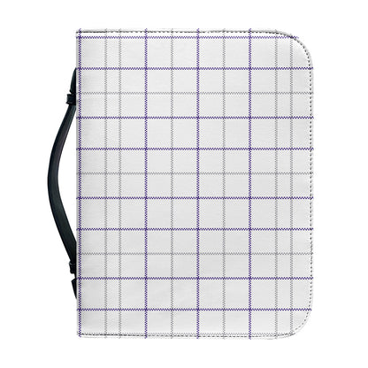 White Grey And Purple Tattersall Print Leather Bible Cover