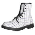 White Grey And Purple Tattersall Print Lace-Up Boots