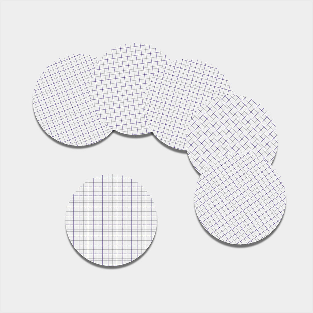 White Grey And Purple Tattersall Print Leather Coaster Set