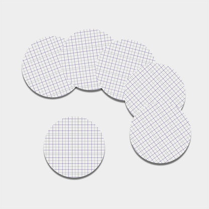 White Grey And Purple Tattersall Print Leather Coaster Set