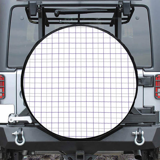 White Grey And Purple Tattersall Print Leather Spare Tire Cover