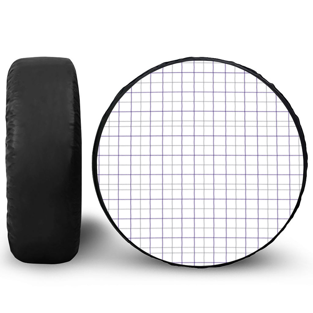 White Grey And Purple Tattersall Print Leather Spare Tire Cover