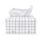White Grey And Purple Tattersall Print Leather Tissue Box Cover