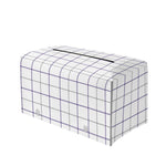 White Grey And Purple Tattersall Print Leather Tissue Box Cover
