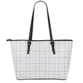 White Grey And Purple Tattersall Print Leather Tote Bag With Zipper
