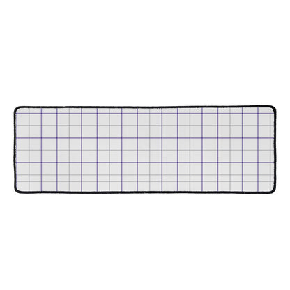 White Grey And Purple Tattersall Print Long Kitchen Mat
