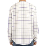 White Grey And Purple Tattersall Print Long Sleeve Baseball Jersey