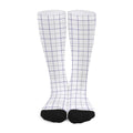 White Grey And Purple Tattersall Print Long Socks