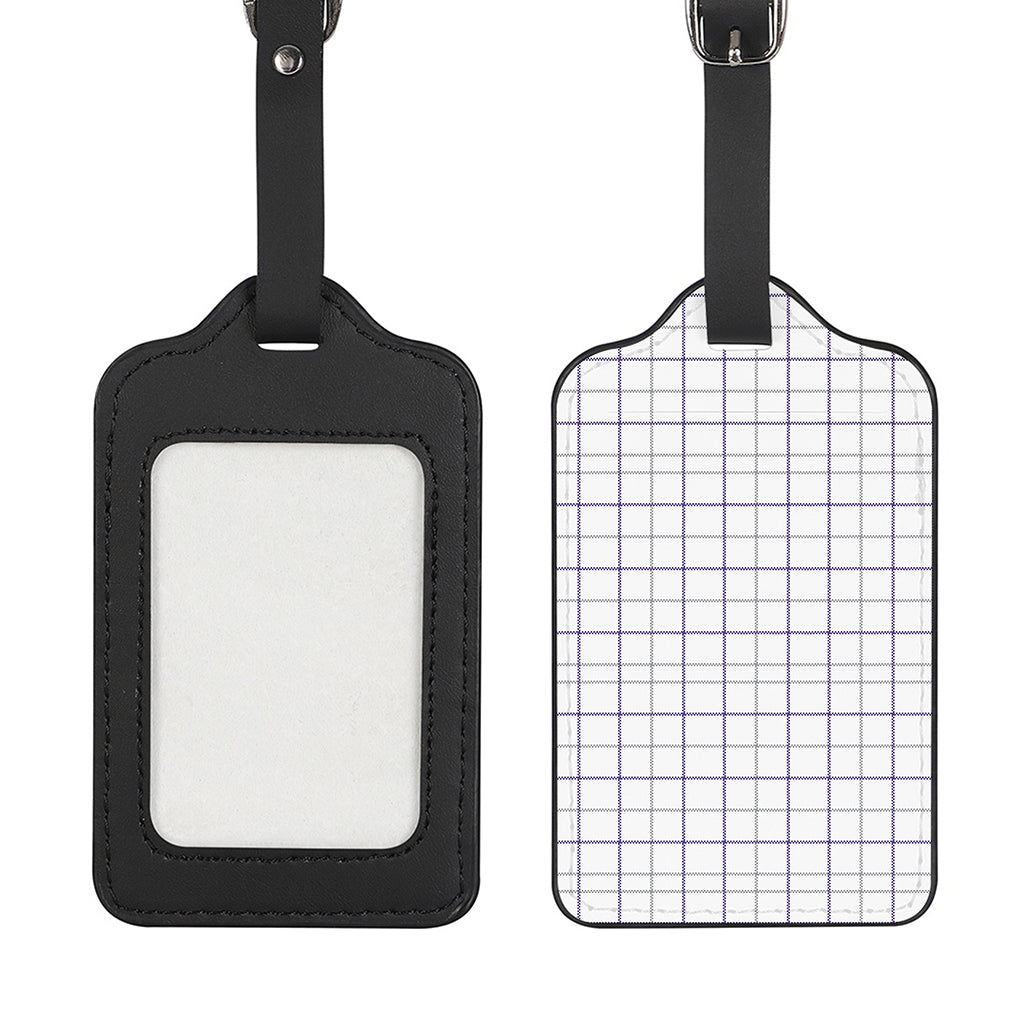 White Grey And Purple Tattersall Print Luggage Tag
