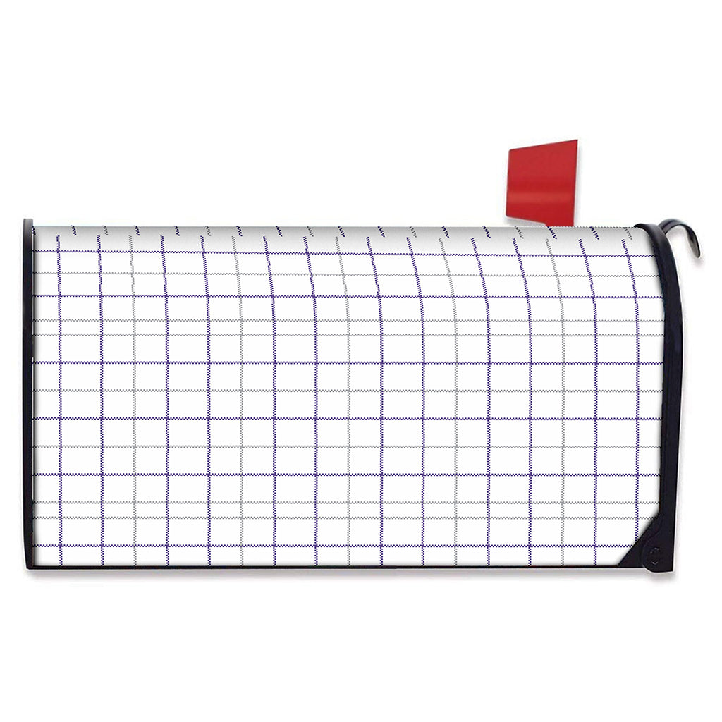 White Grey And Purple Tattersall Print Mailbox Cover