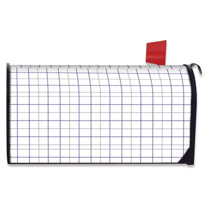 White Grey And Purple Tattersall Print Mailbox Cover