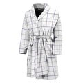 White Grey And Purple Tattersall Print Men's Bathrobe