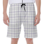 White Grey And Purple Tattersall Print Men's Beach Shorts