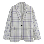 White Grey And Purple Tattersall Print Men's Blazer