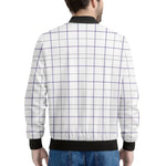 White Grey And Purple Tattersall Print Men's Bomber Jacket
