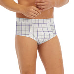 White Grey And Purple Tattersall Print Men's Briefs