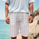 White Grey And Purple Tattersall Print Men's Cargo Shorts