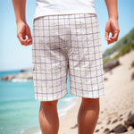 White Grey And Purple Tattersall Print Men's Cargo Shorts