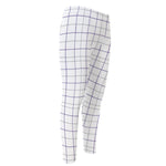 White Grey And Purple Tattersall Print Men's Compression Pants