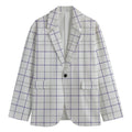 White Grey And Purple Tattersall Print Men's Cotton Blazer