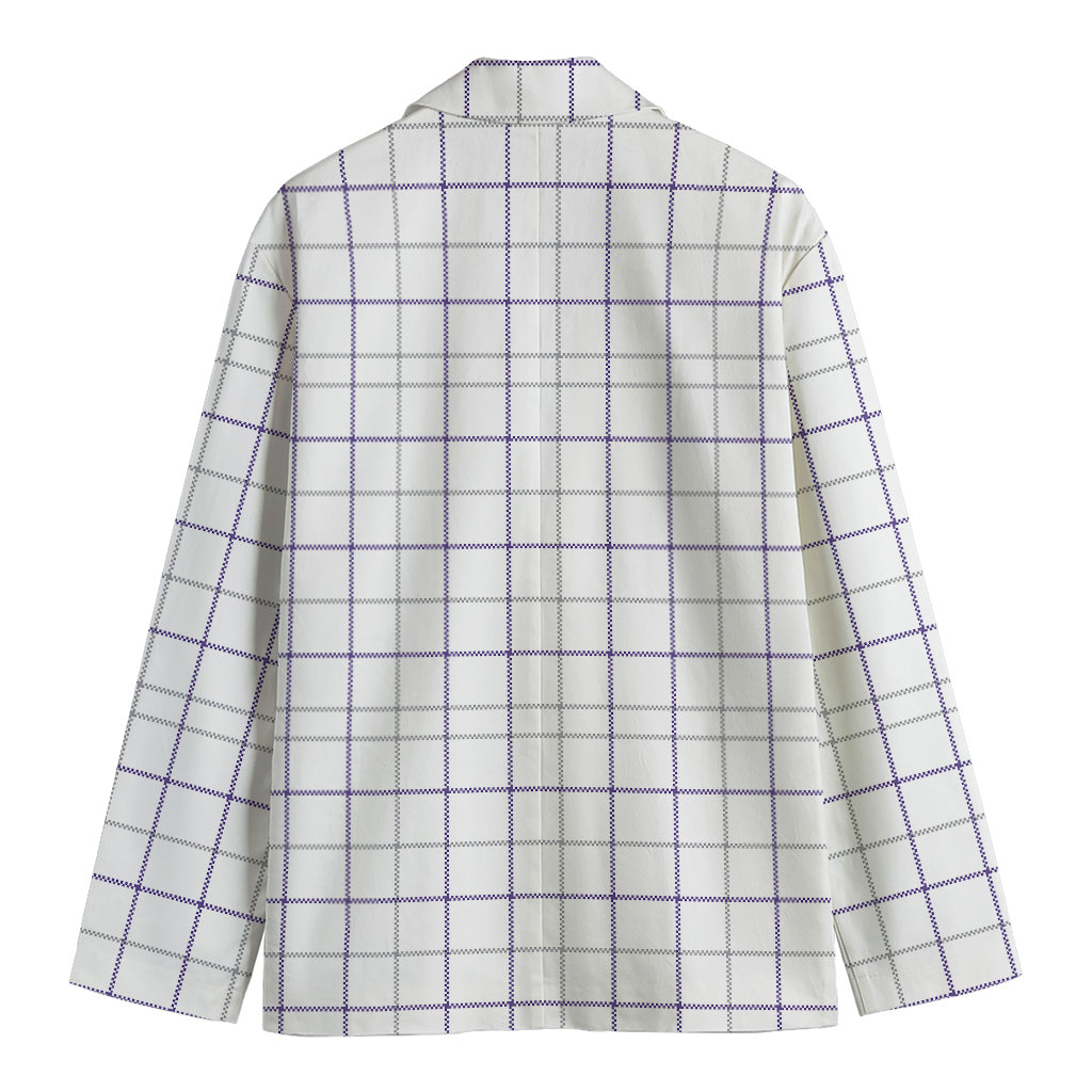 White Grey And Purple Tattersall Print Men's Cotton Blazer