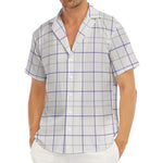 White Grey And Purple Tattersall Print Men's Deep V-Neck Shirt