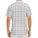 White Grey And Purple Tattersall Print Men's Deep V-Neck Shirt