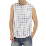 White Grey And Purple Tattersall Print Men's Fitness Tank Top