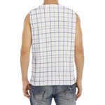 White Grey And Purple Tattersall Print Men's Fitness Tank Top